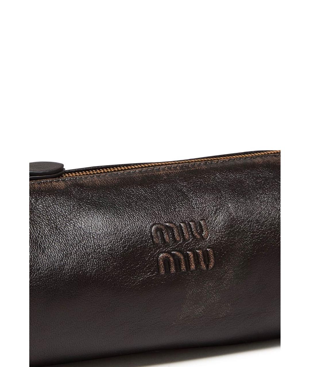 MIU MIU Коричневая кожаная сумка с короткими ручками, фото 2