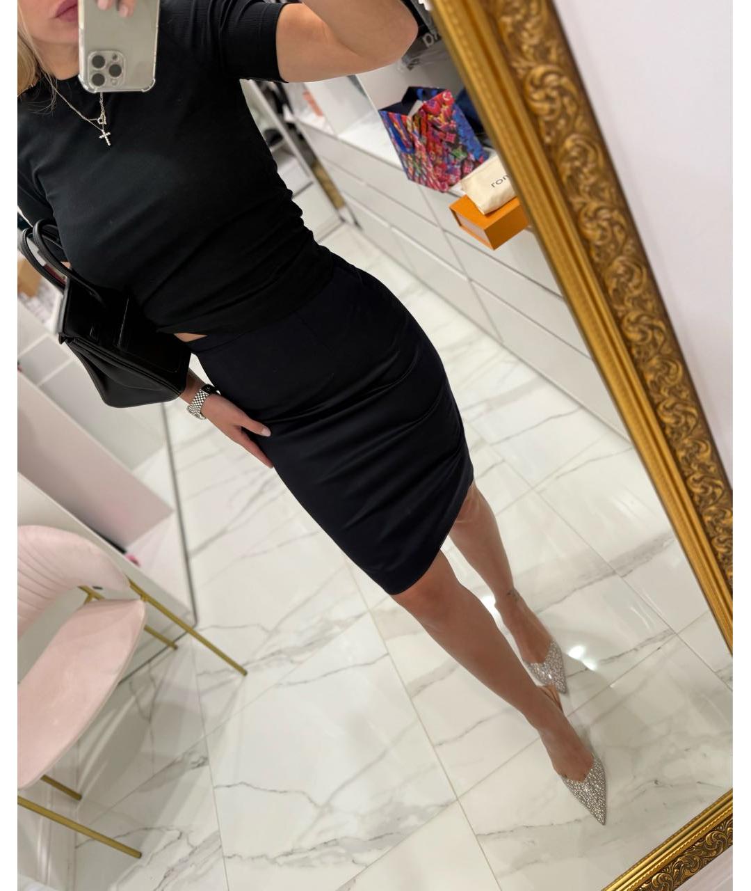 BURBERRY Темно-синяя шерстяная юбка миди, фото 5