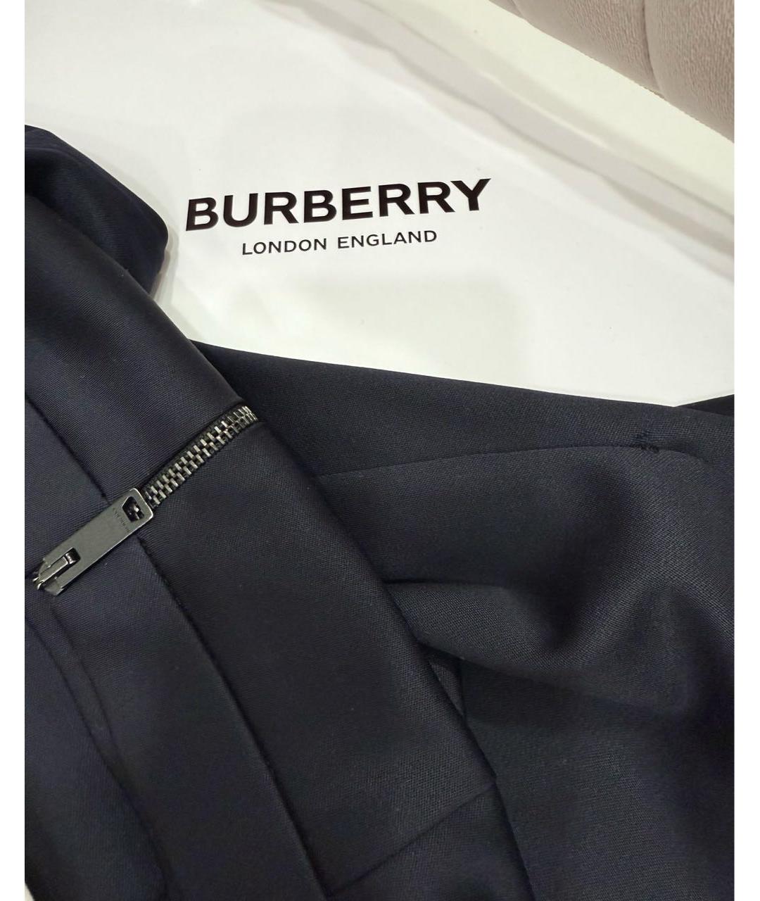 BURBERRY Темно-синяя шерстяная юбка миди, фото 6