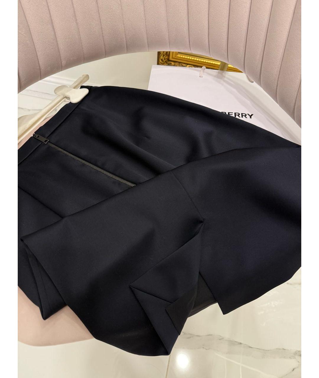 BURBERRY Темно-синяя шерстяная юбка миди, фото 8
