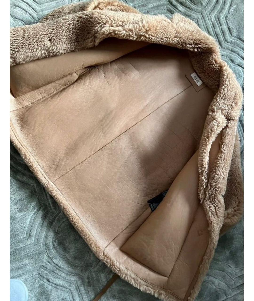 METEO YVES SALOMON Бежевая меховая дубленка, фото 5