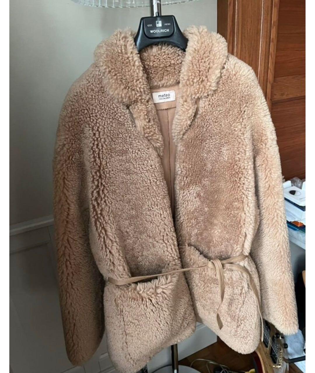 METEO YVES SALOMON Бежевая меховая дубленка, фото 6