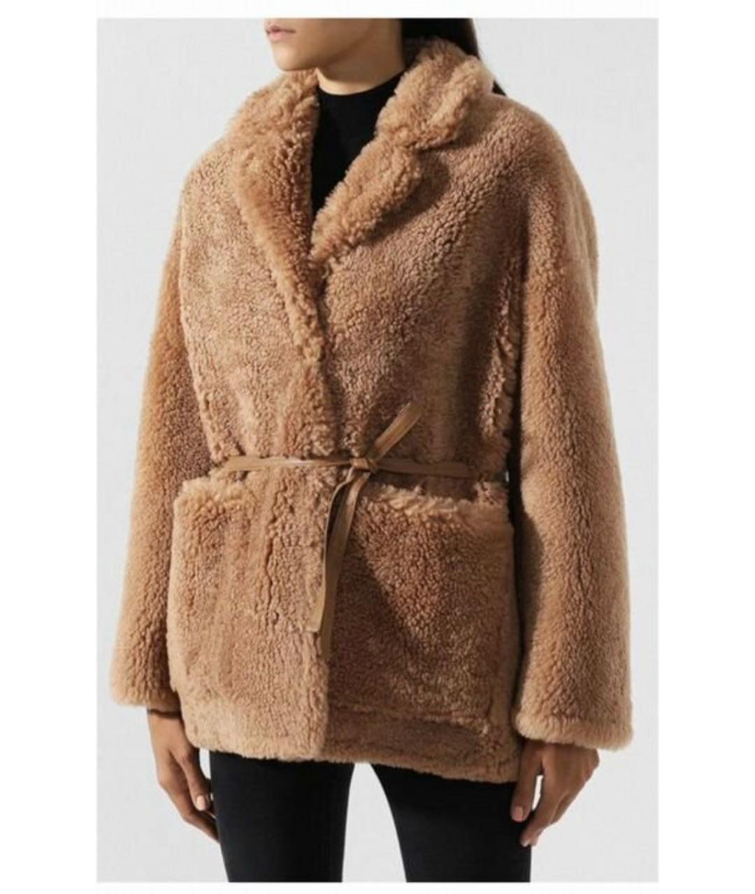 METEO YVES SALOMON Бежевая меховая дубленка, фото 4