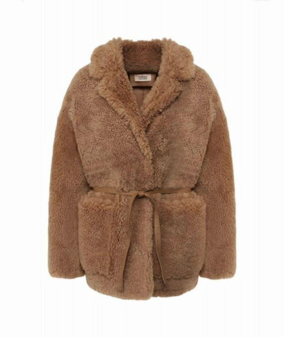 METEO YVES SALOMON Бежевая меховая дубленка, фото 9
