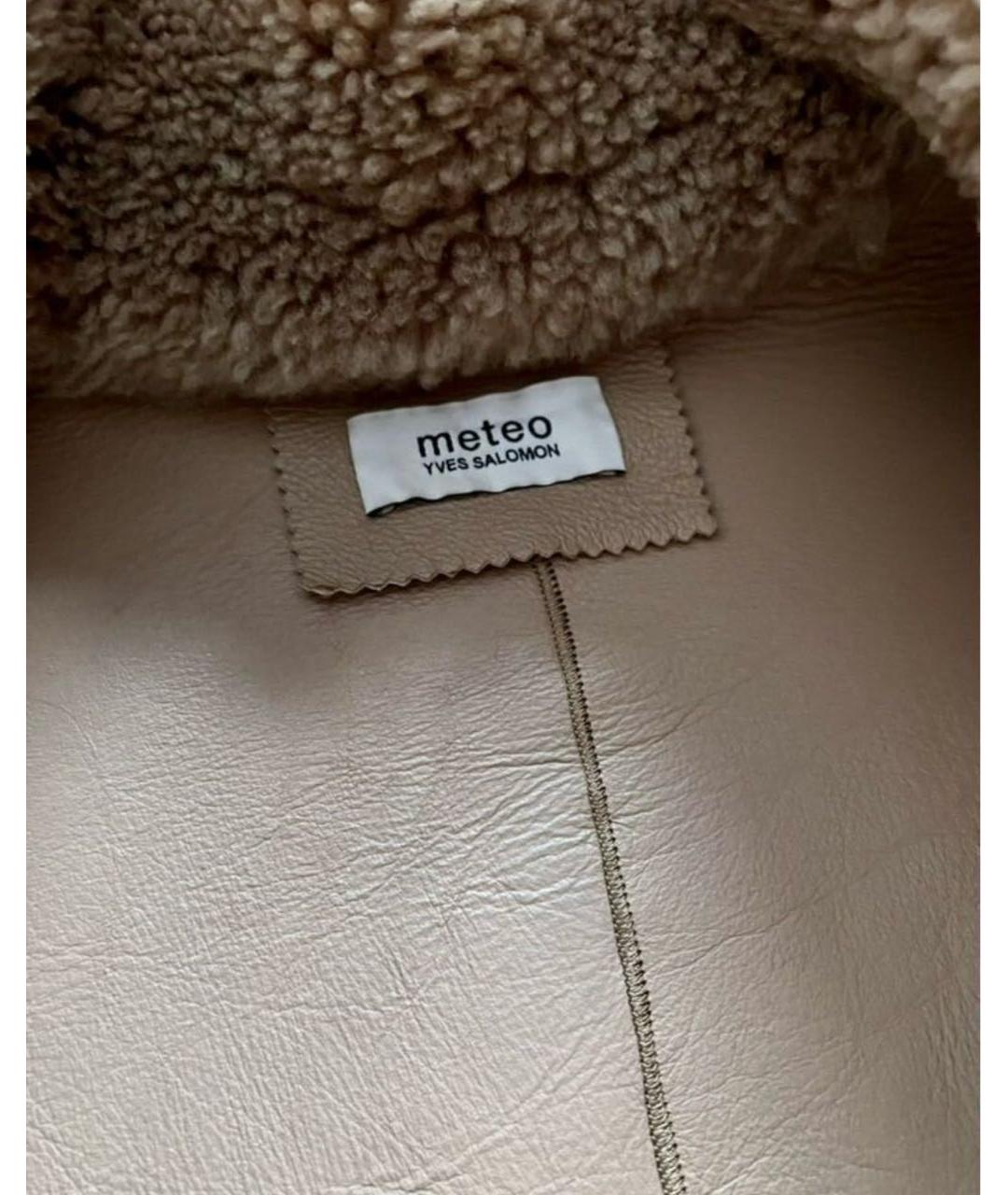 METEO YVES SALOMON Бежевая меховая дубленка, фото 3