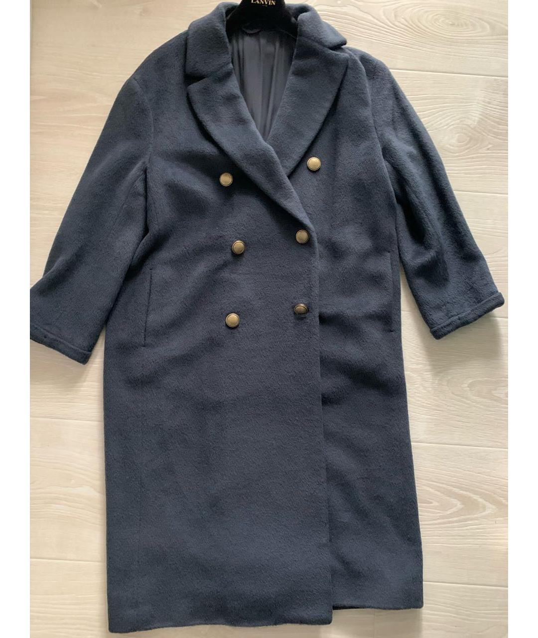 BRUNELLO CUCINELLI Синее шерстяное пальто, фото 8