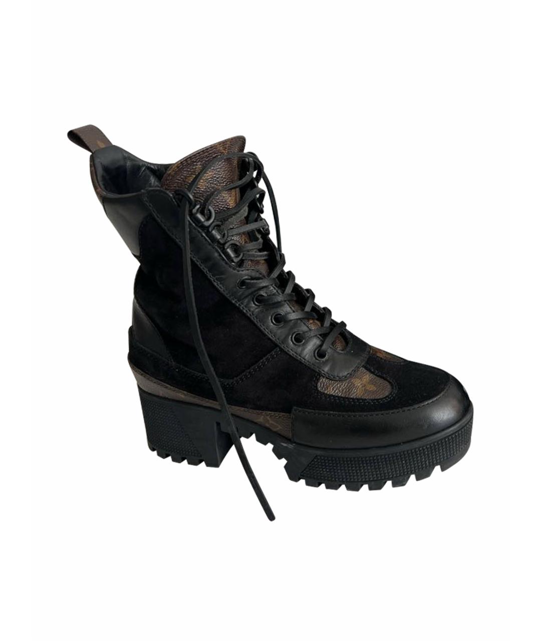 LOUIS VUITTON Черные замшевые ботинки, фото 1