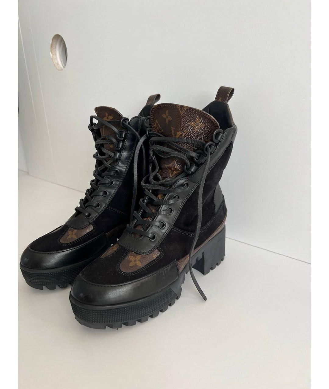 LOUIS VUITTON Черные замшевые ботинки, фото 2