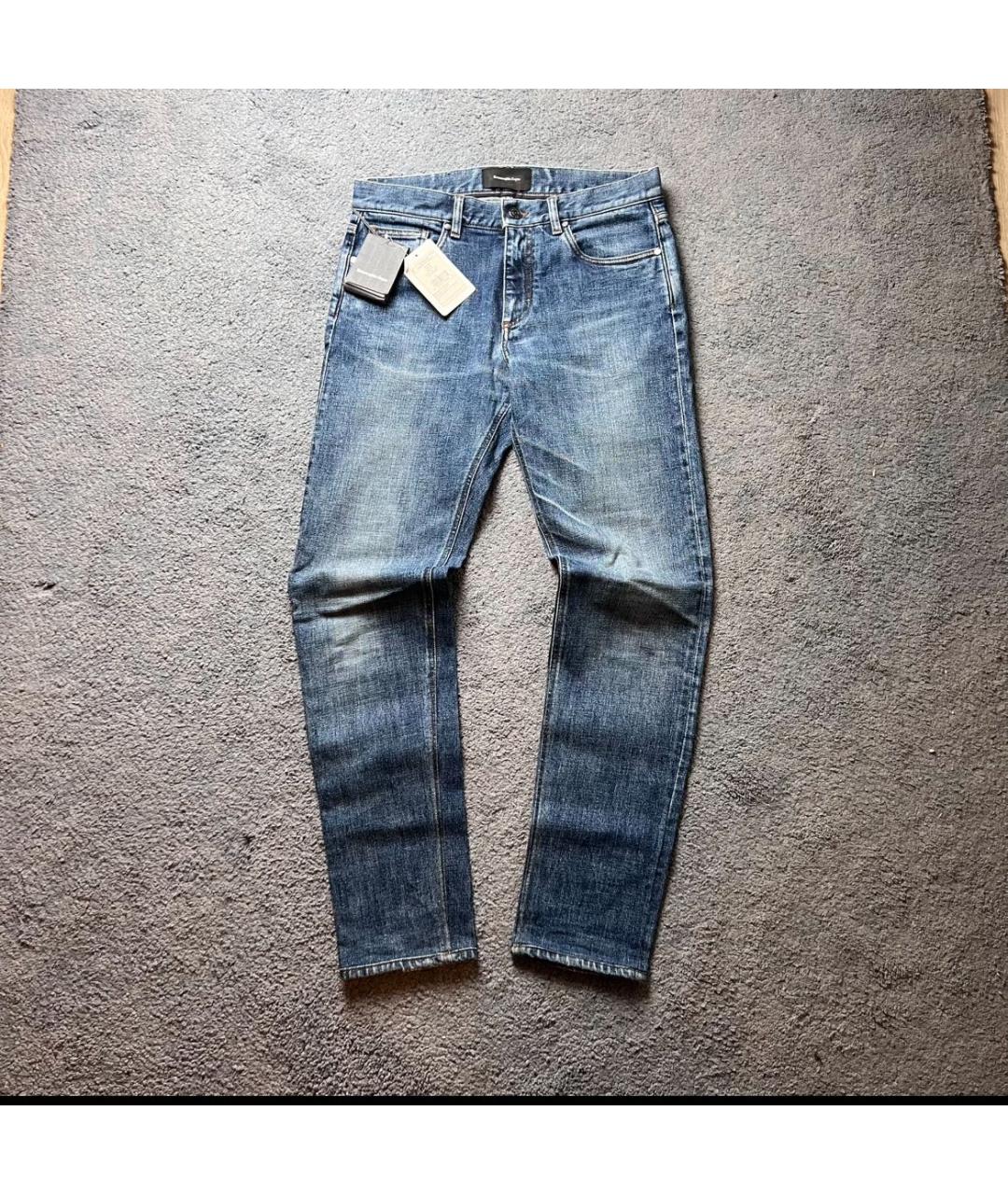 ERMENEGILDO ZEGNA XXX Синие хлопко-эластановые прямые джинсы, фото 8