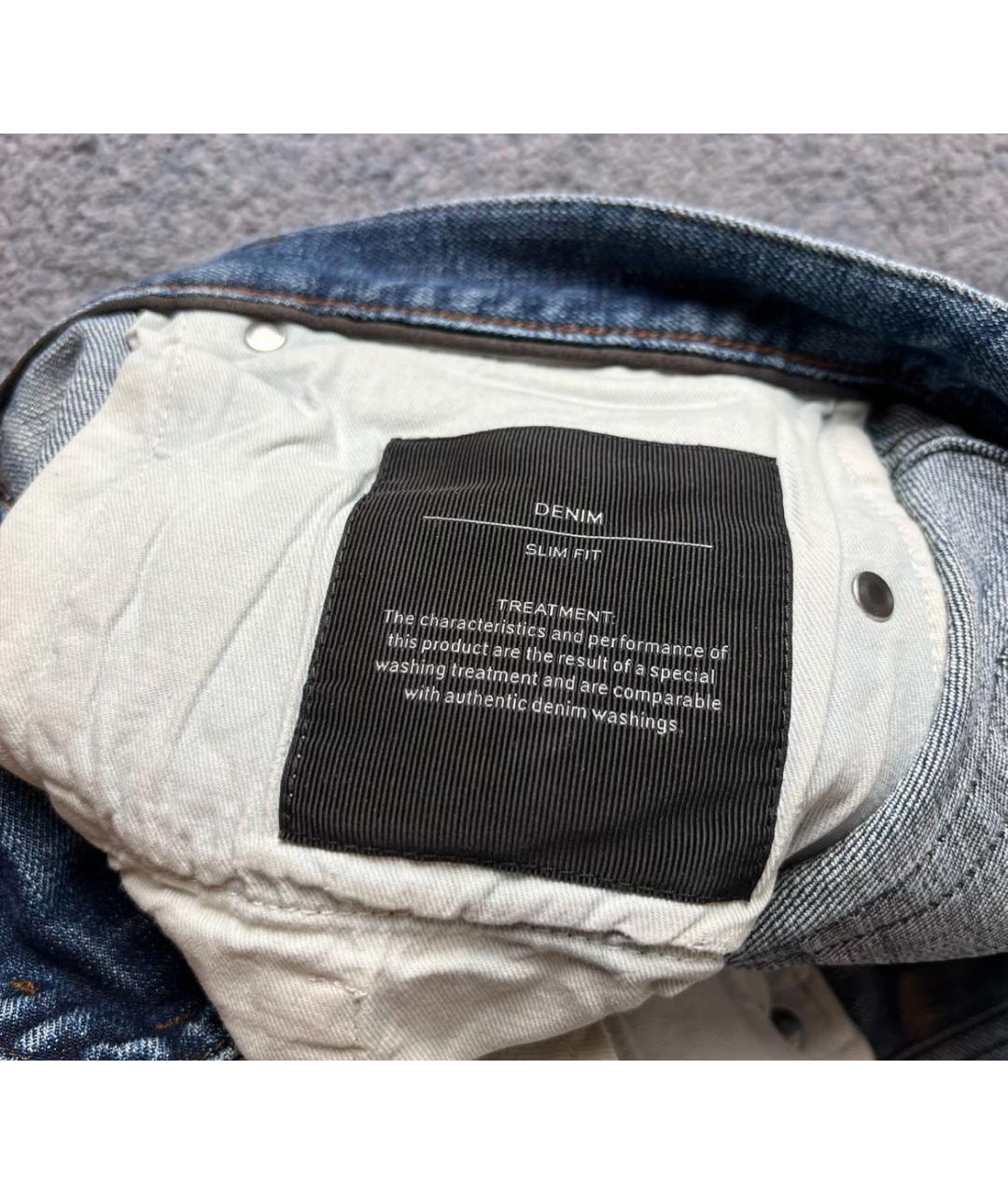 ERMENEGILDO ZEGNA XXX Синие хлопко-эластановые прямые джинсы, фото 5