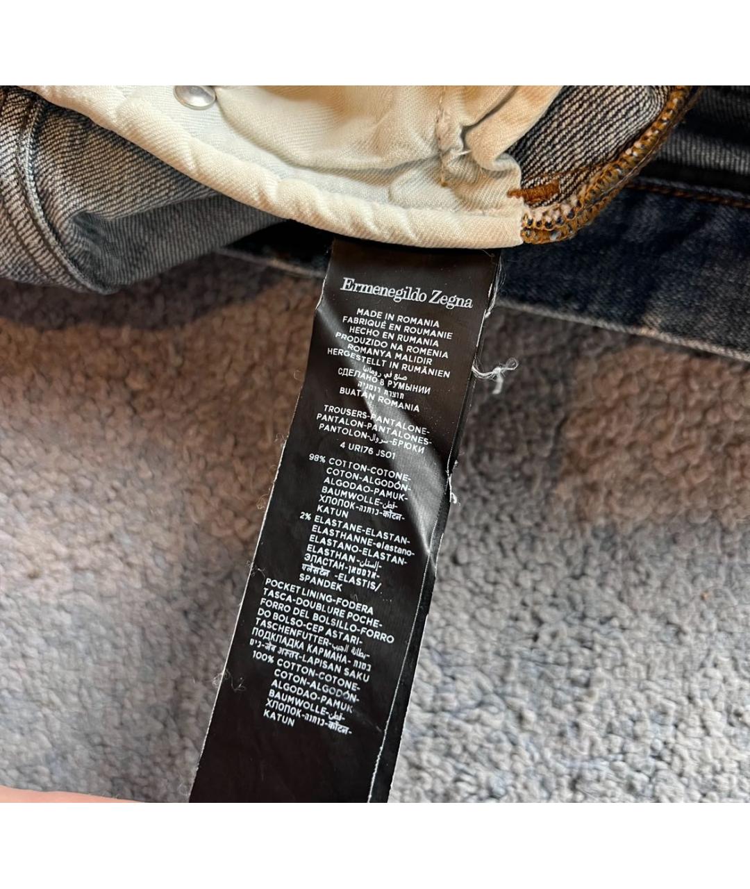 ERMENEGILDO ZEGNA XXX Синие хлопко-эластановые прямые джинсы, фото 6