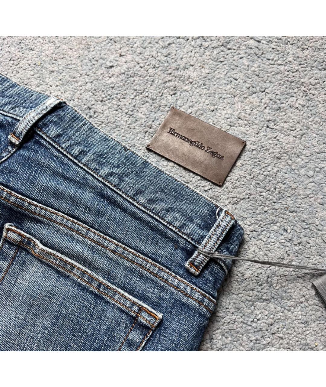 ERMENEGILDO ZEGNA XXX Синие хлопко-эластановые прямые джинсы, фото 3