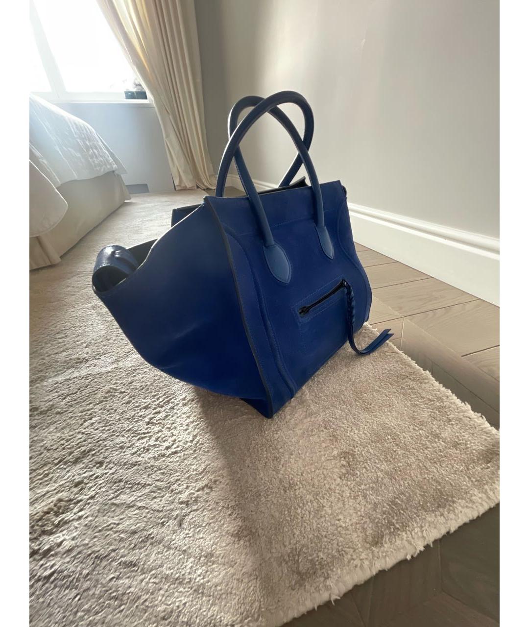 CELINE Синяя замшевая сумка тоут, фото 2