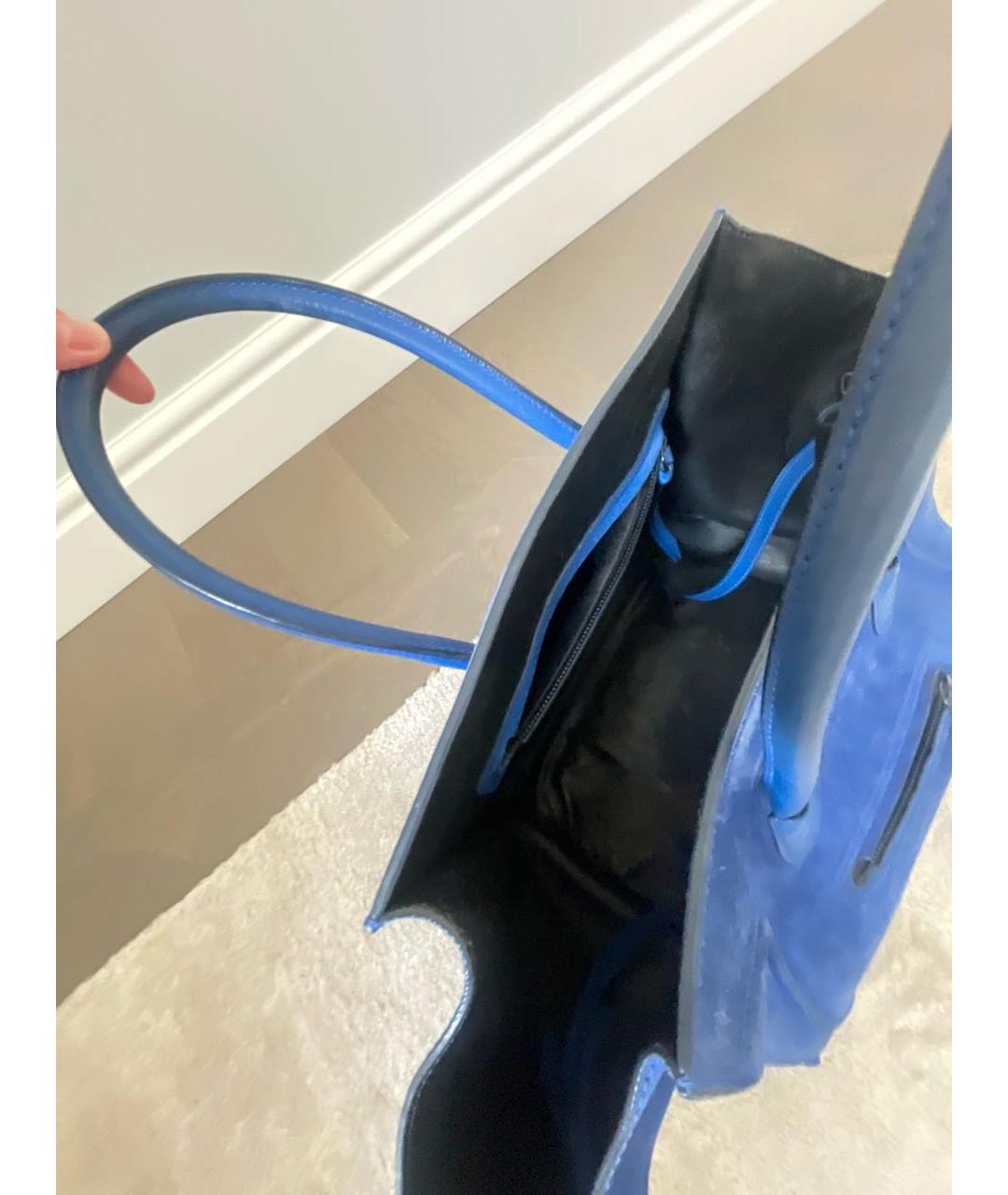 CELINE Синяя замшевая сумка тоут, фото 4