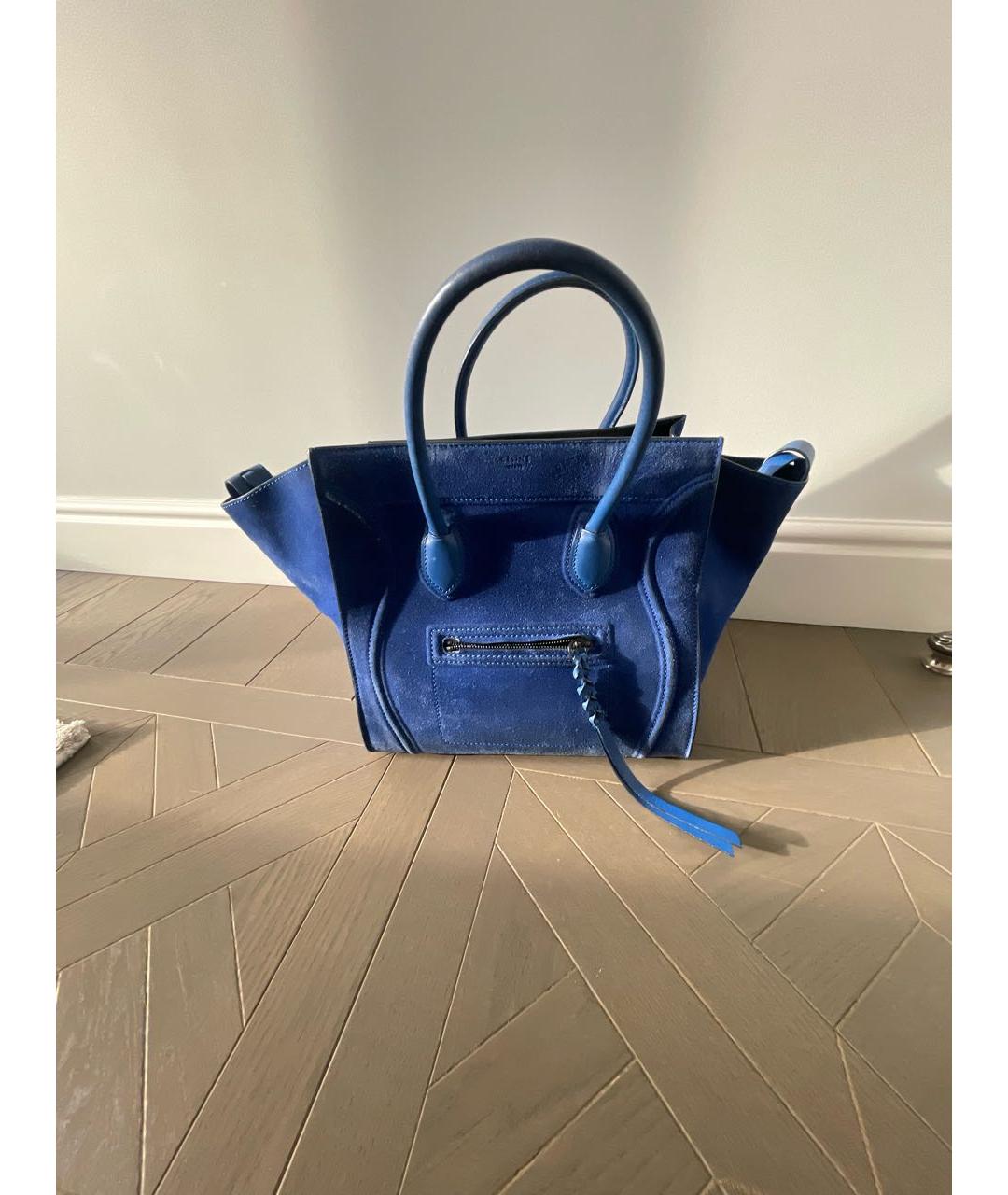 CELINE Синяя замшевая сумка тоут, фото 5