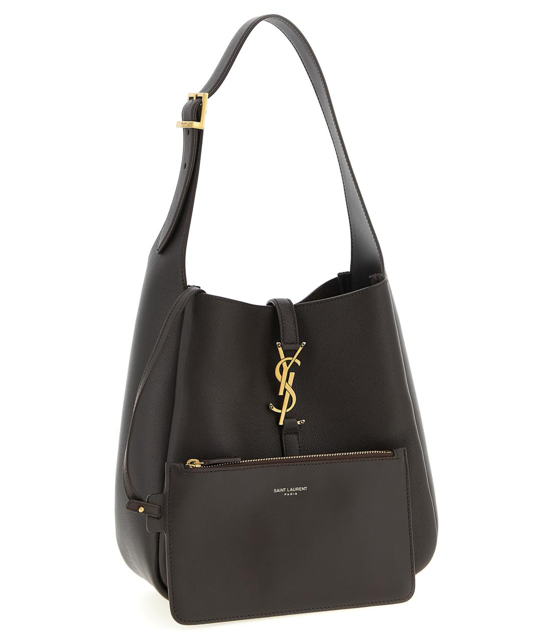 SAINT LAURENT Коричневая кожаная сумка через плечо, фото 3