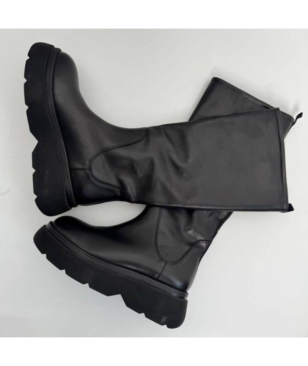 WEEKEND MAX MARA Черные кожаные сапоги, фото 7