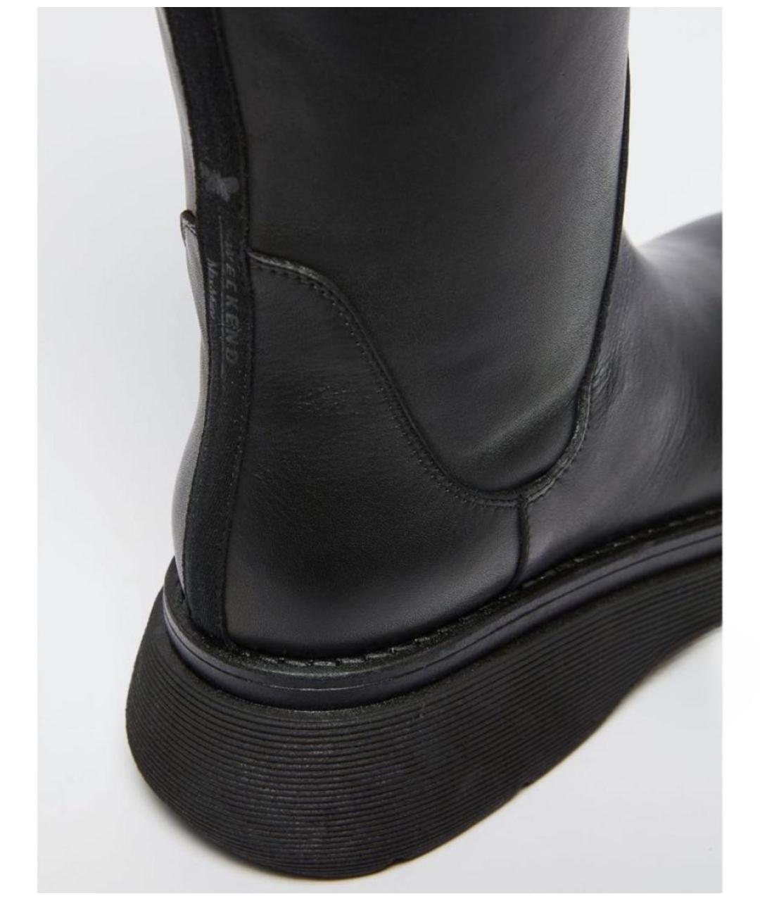 WEEKEND MAX MARA Черные кожаные сапоги, фото 4