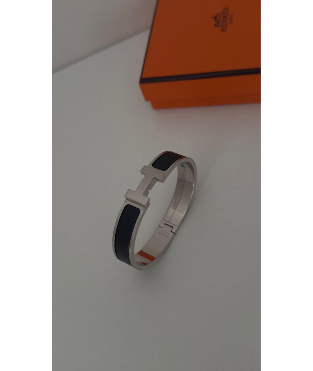 HERMES Черный металлический браслет, фото 7