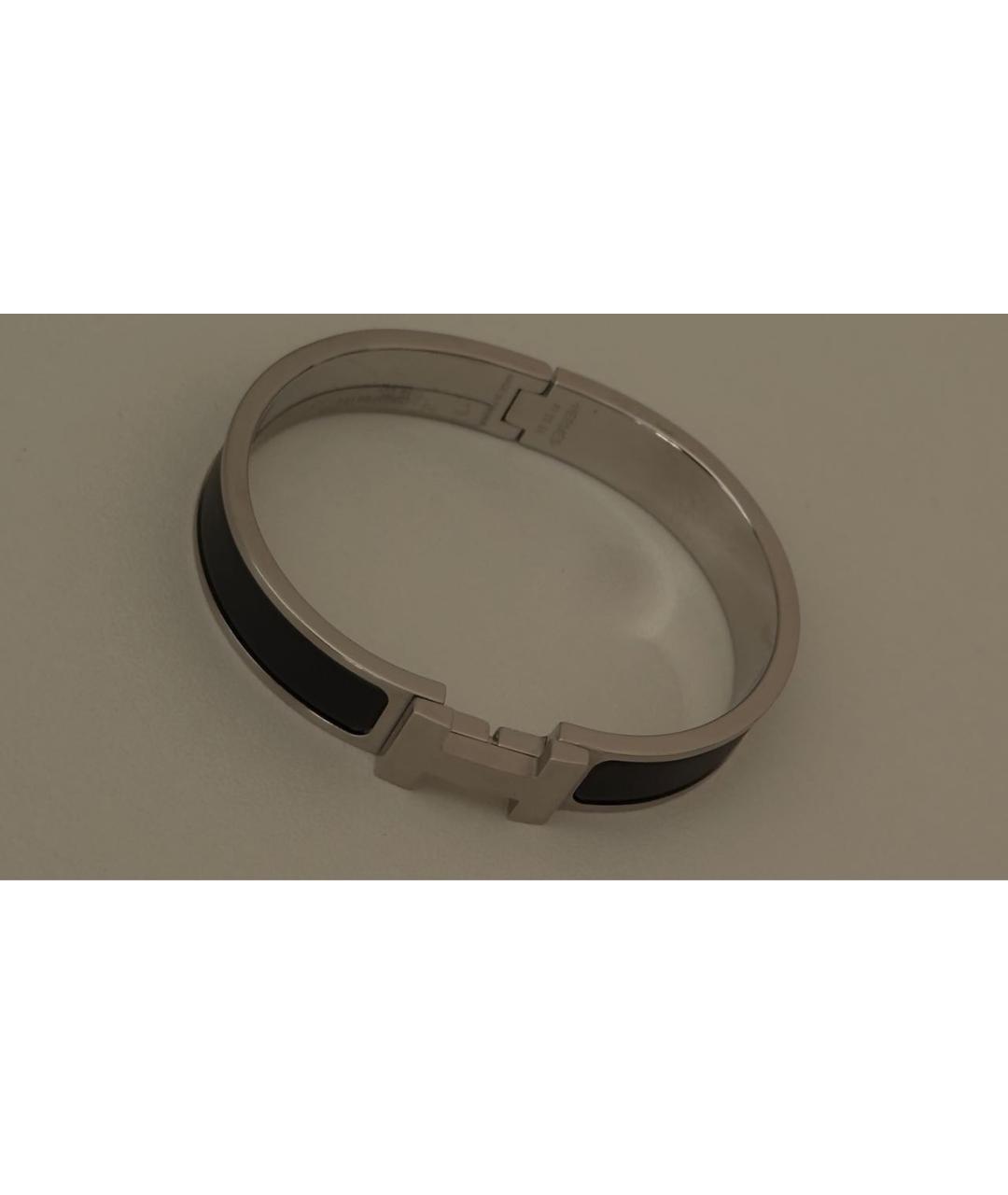 HERMES Черный металлический браслет, фото 3