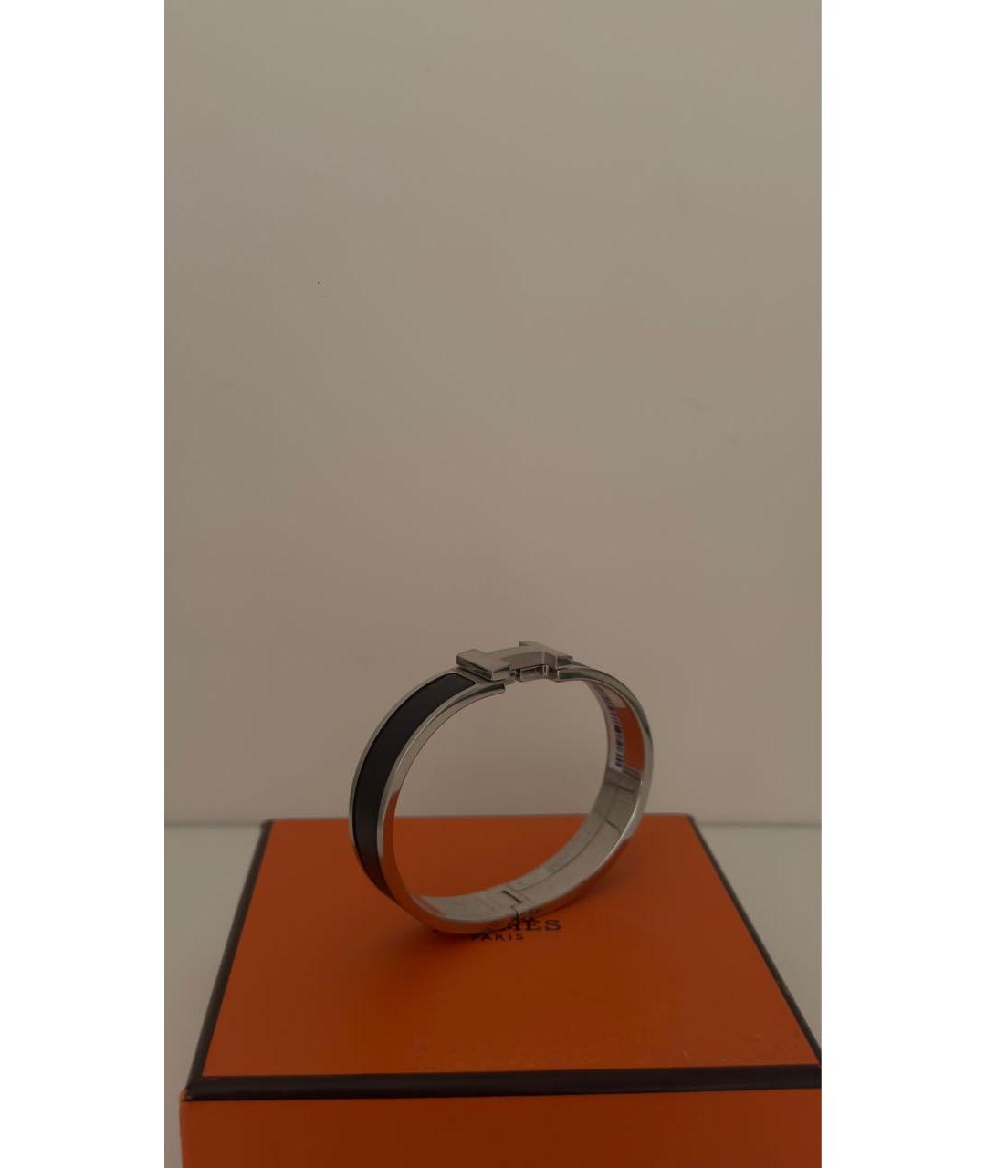 HERMES Черный металлический браслет, фото 6