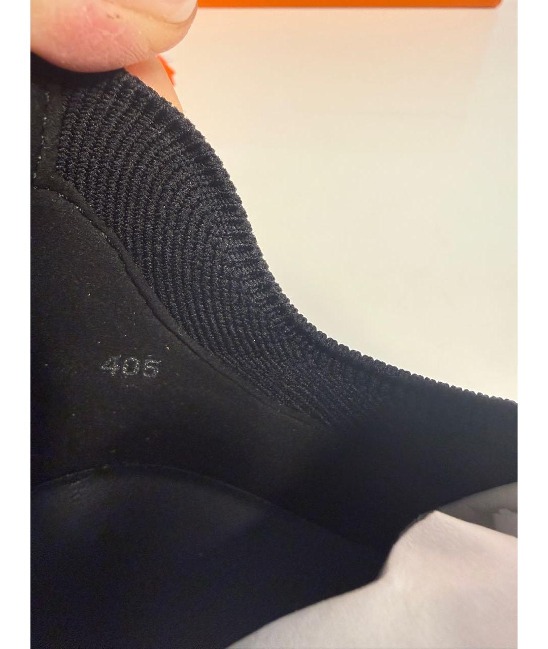 HERMES Черные неопреновые низкие кроссовки / кеды, фото 4