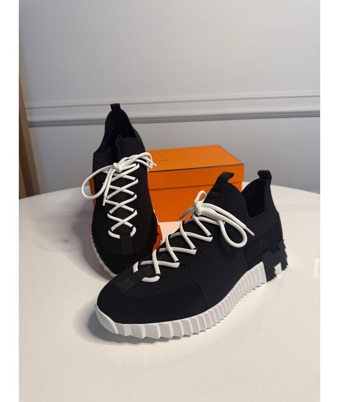 HERMES Черные неопреновые низкие кроссовки / кеды, фото 3