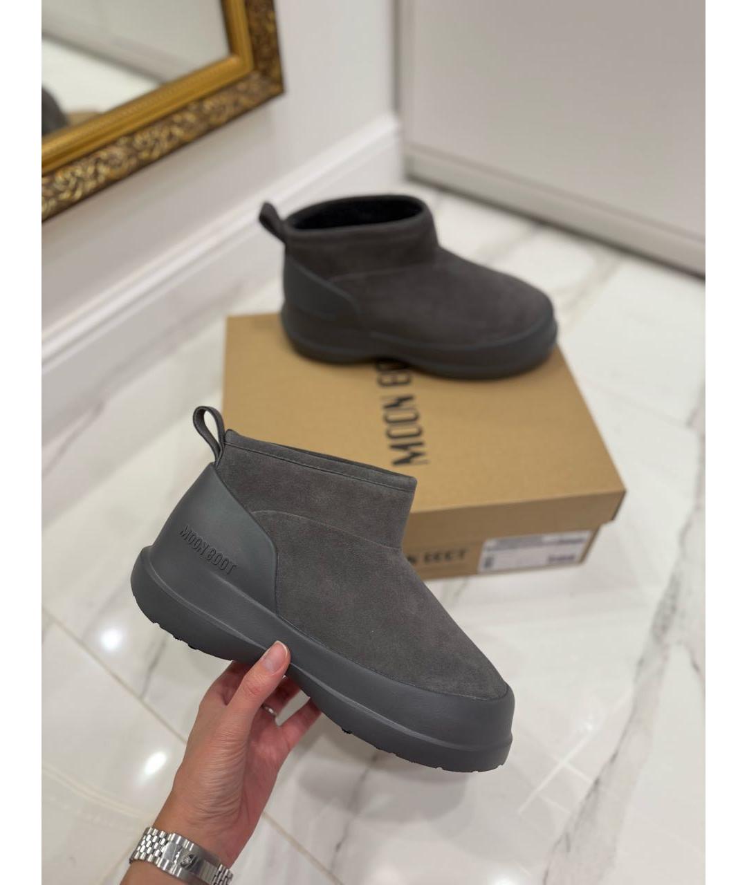 MOON BOOT Серые замшевые полусапоги, фото 4