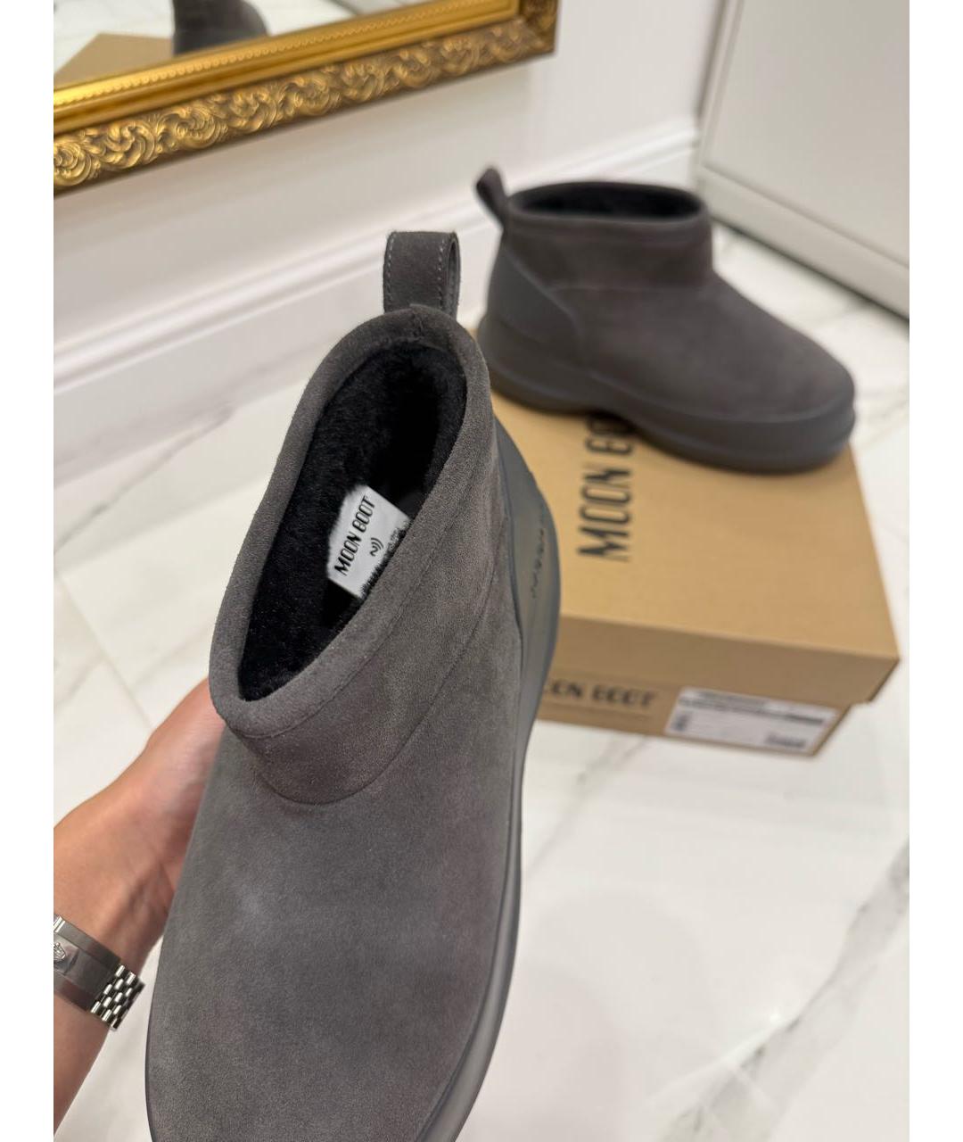 MOON BOOT Серые замшевые полусапоги, фото 6