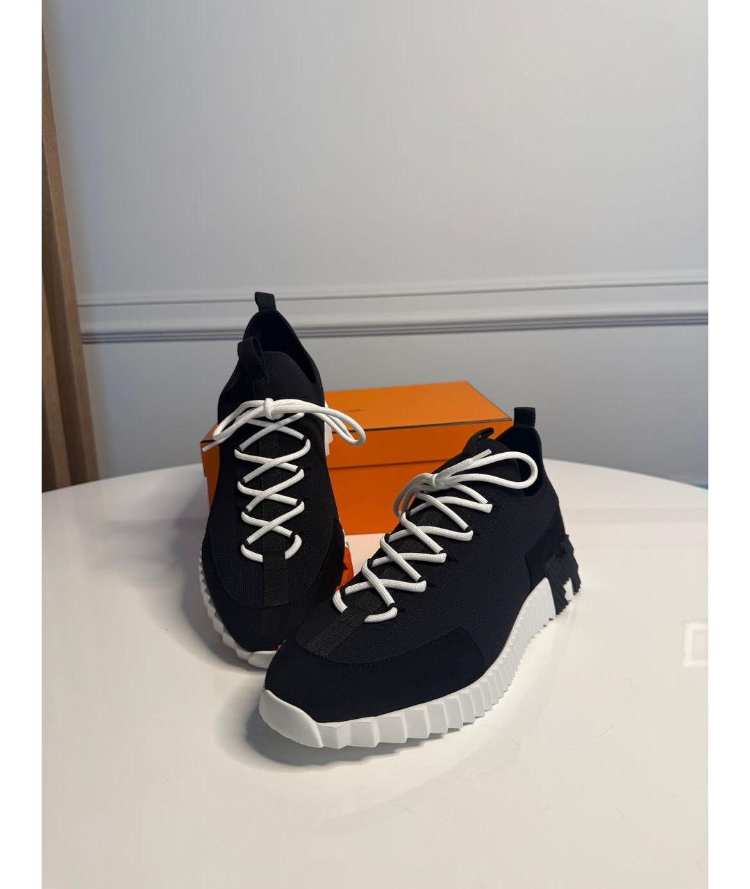 HERMES Черные неопреновые низкие кроссовки / кеды, фото 3