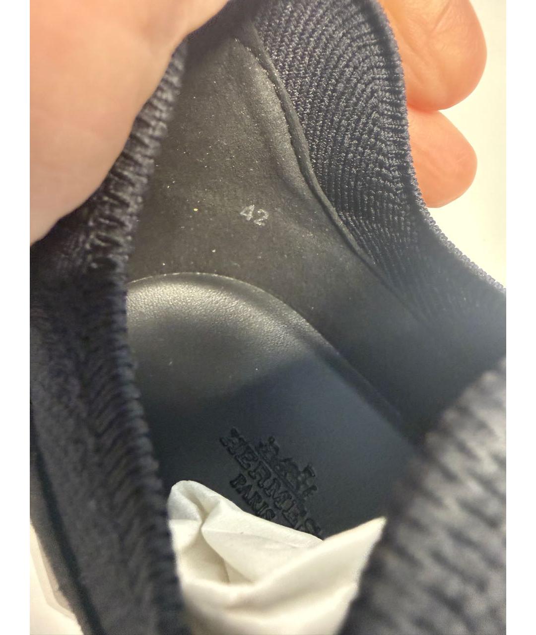 HERMES Черные неопреновые низкие кроссовки / кеды, фото 4