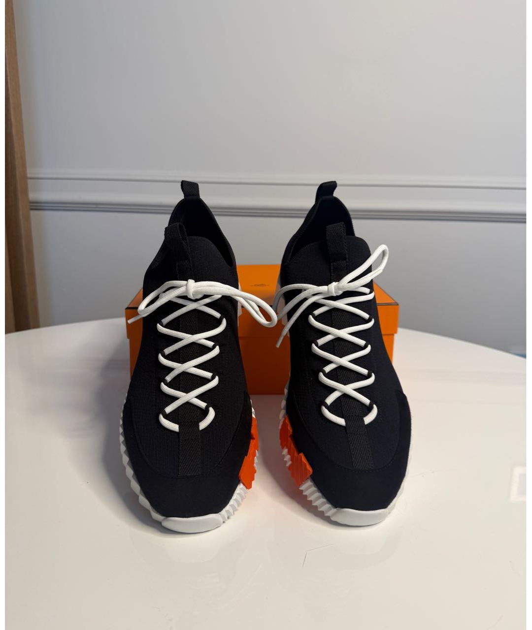 HERMES Черные неопреновые низкие кроссовки / кеды, фото 2