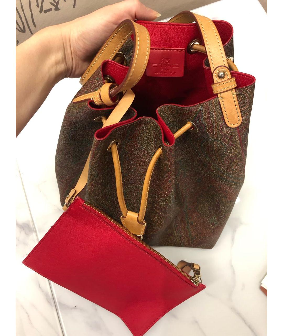 ETRO Коричневая сумка тоут из искусственной кожи, фото 5