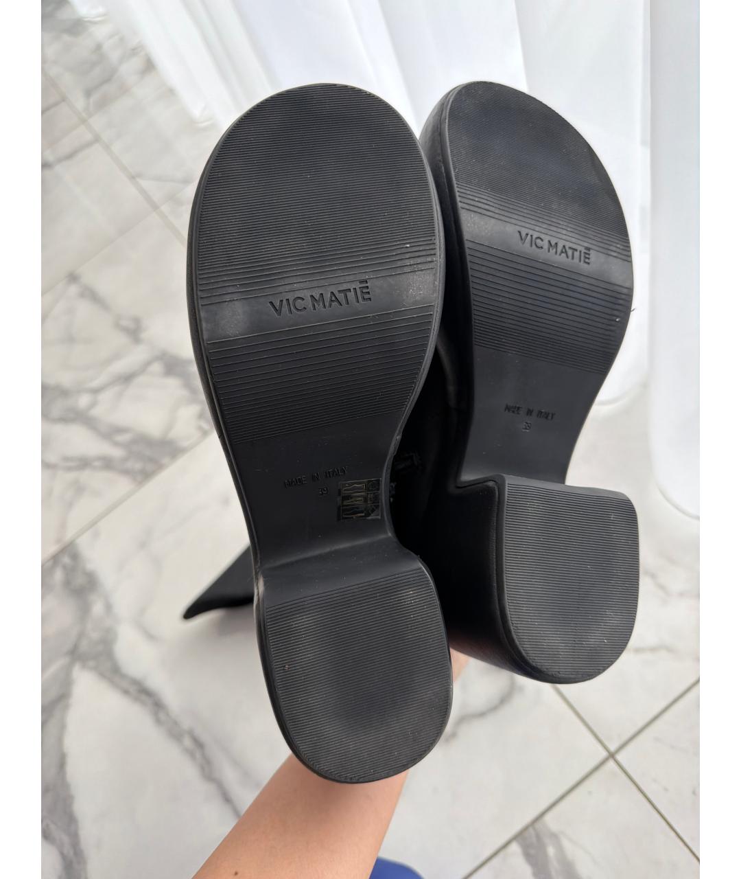 VIC MATIE Черные кожаные ботфорты, фото 5