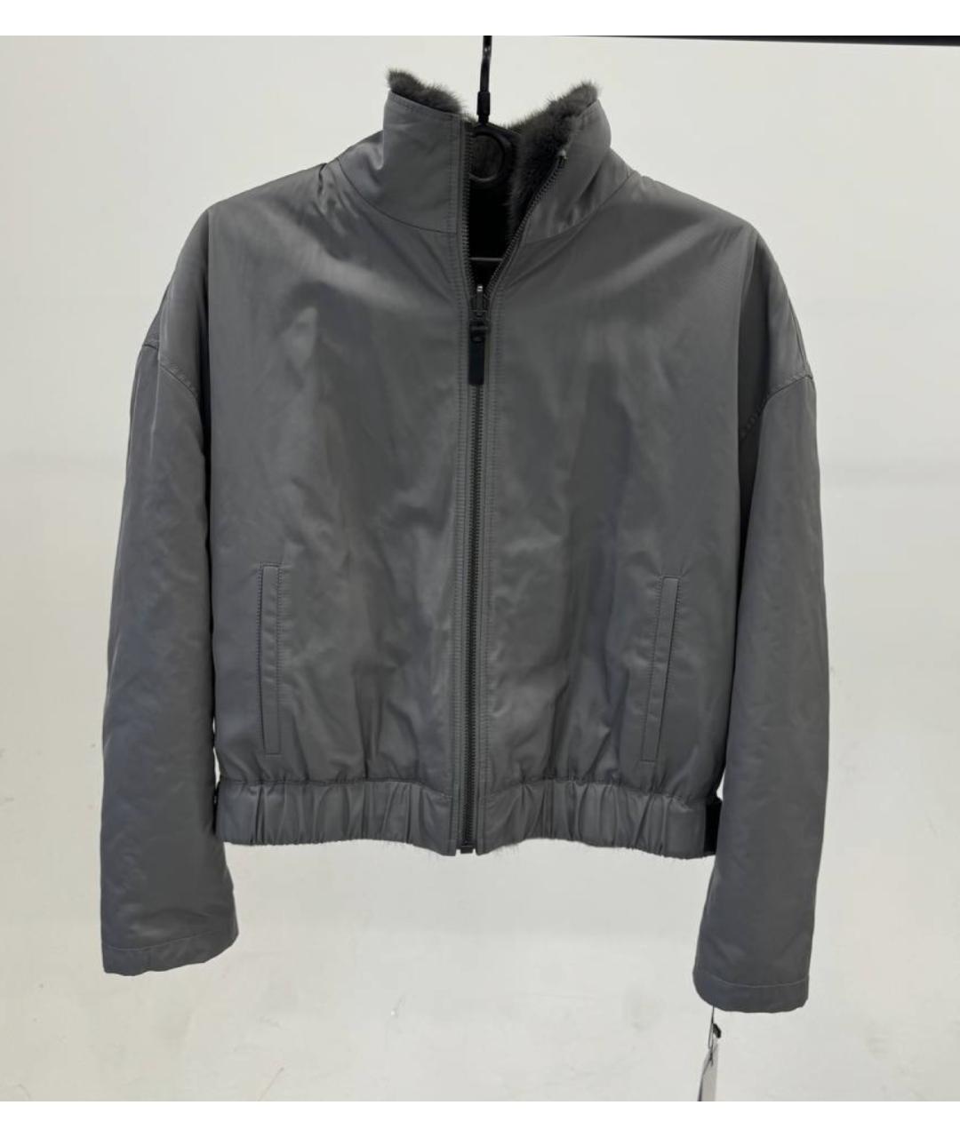 YVES SALOMON Серая полиэстеровая куртка, фото 4
