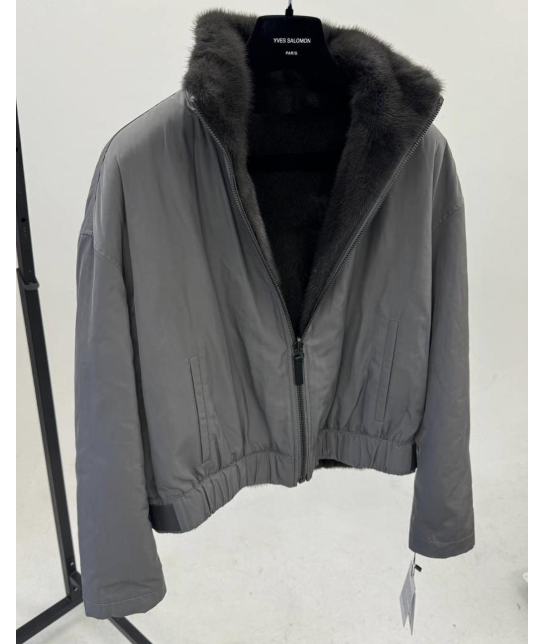 YVES SALOMON Серая полиэстеровая куртка, фото 3