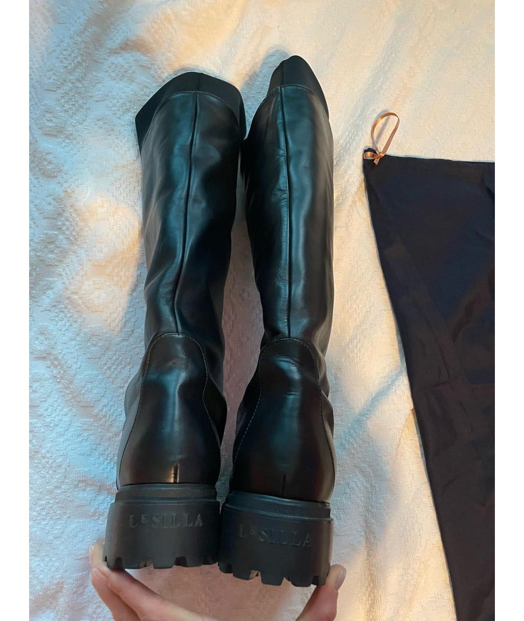 LE SILLA Черные кожаные сапоги, фото 8