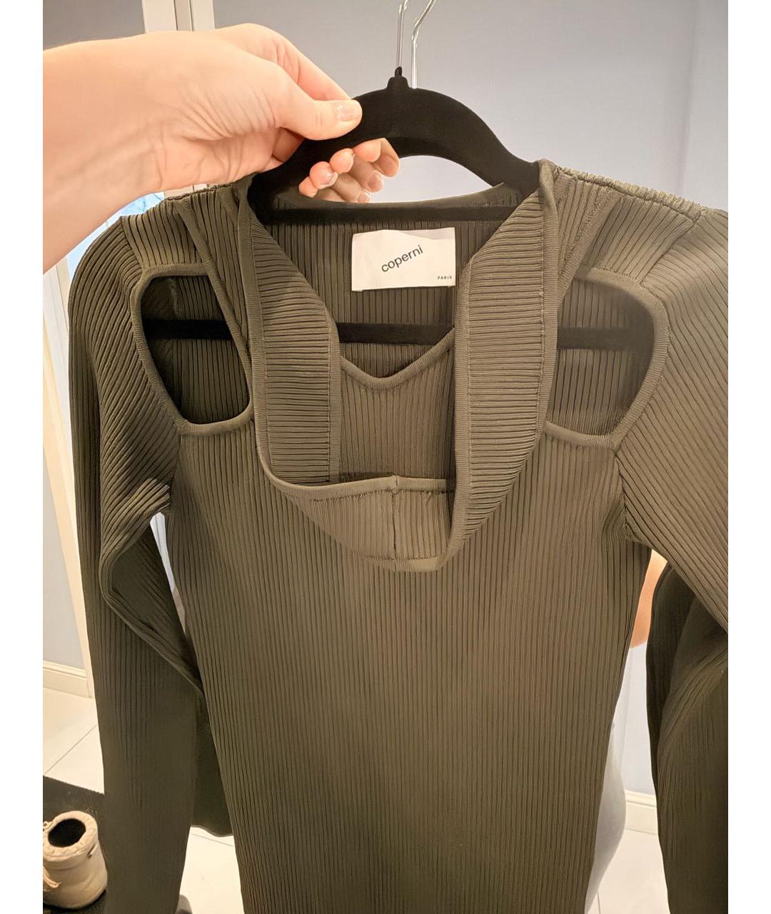 COPERNI Хаки вискозное повседневное платье, фото 3