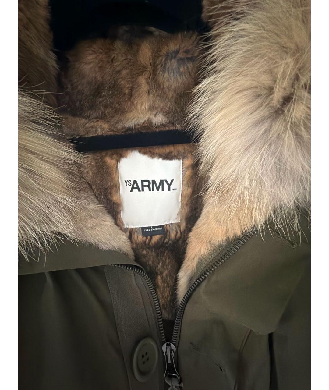 ARMY YVES SALOMON Хаки хлопко-эластановая парка, фото 3