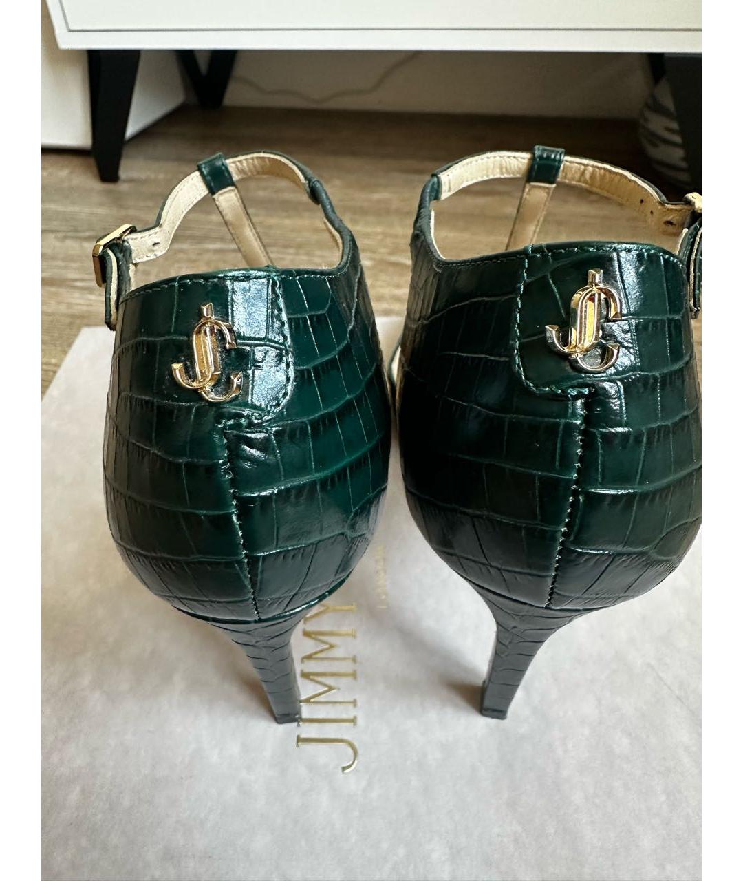 JIMMY CHOO Зеленые кожаные туфли, фото 6