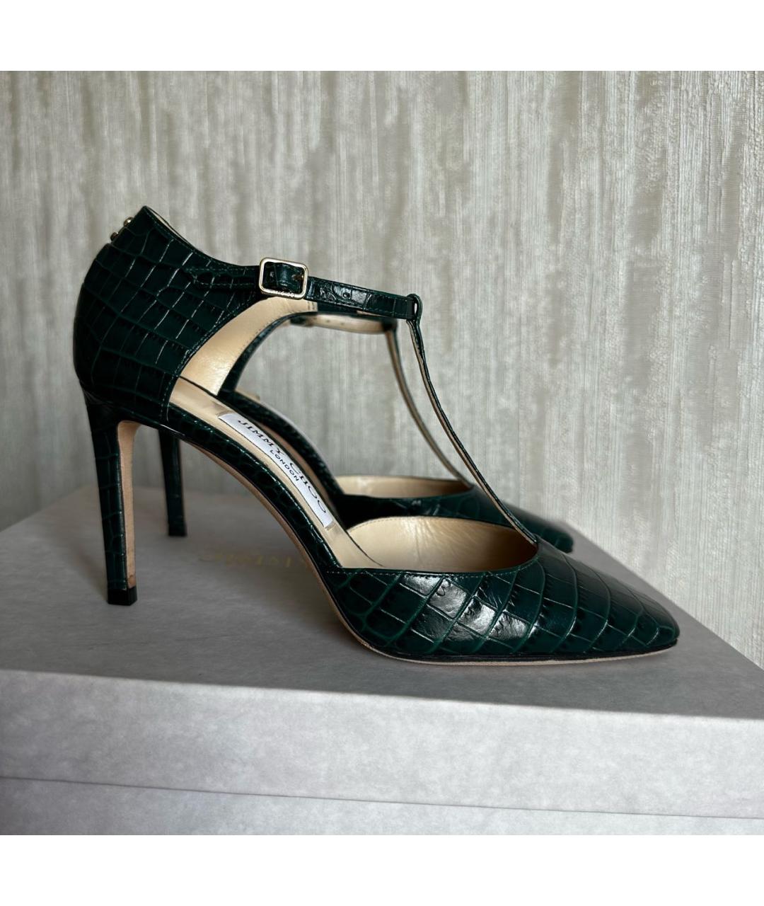 JIMMY CHOO Зеленые кожаные туфли, фото 9