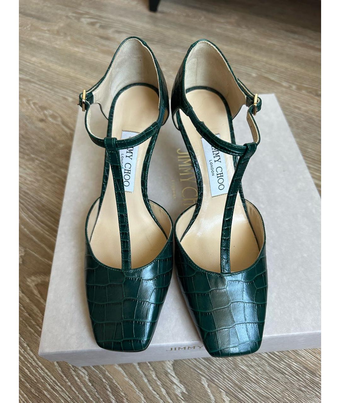 JIMMY CHOO Зеленые кожаные туфли, фото 2