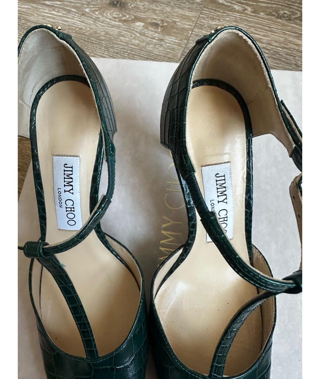 JIMMY CHOO Зеленые кожаные туфли, фото 3