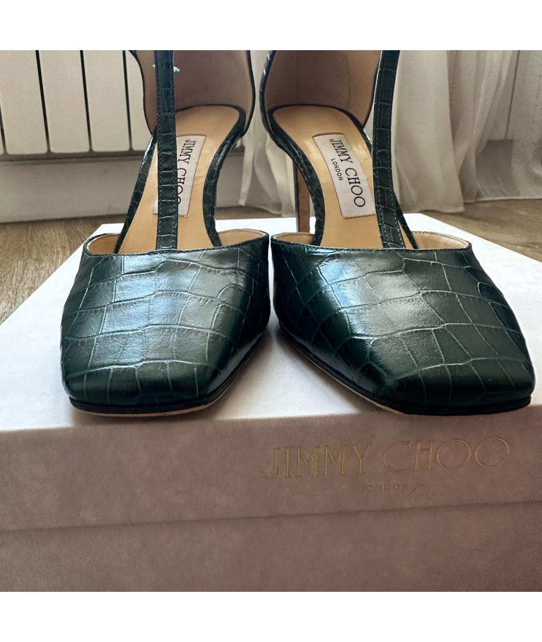 JIMMY CHOO Зеленые кожаные туфли, фото 8