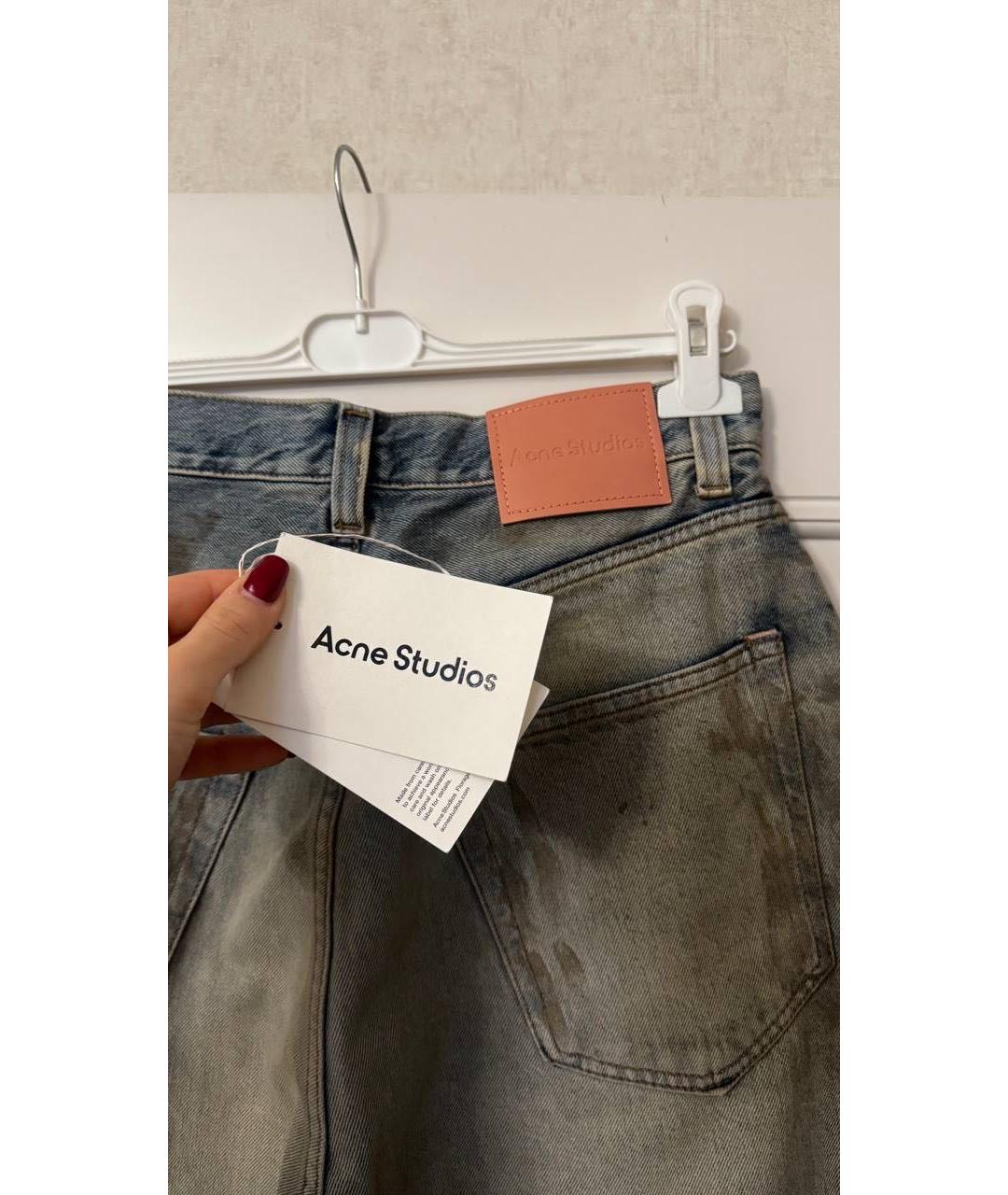 ACNE STUDIOS Голубые хлопковые прямые джинсы, фото 3