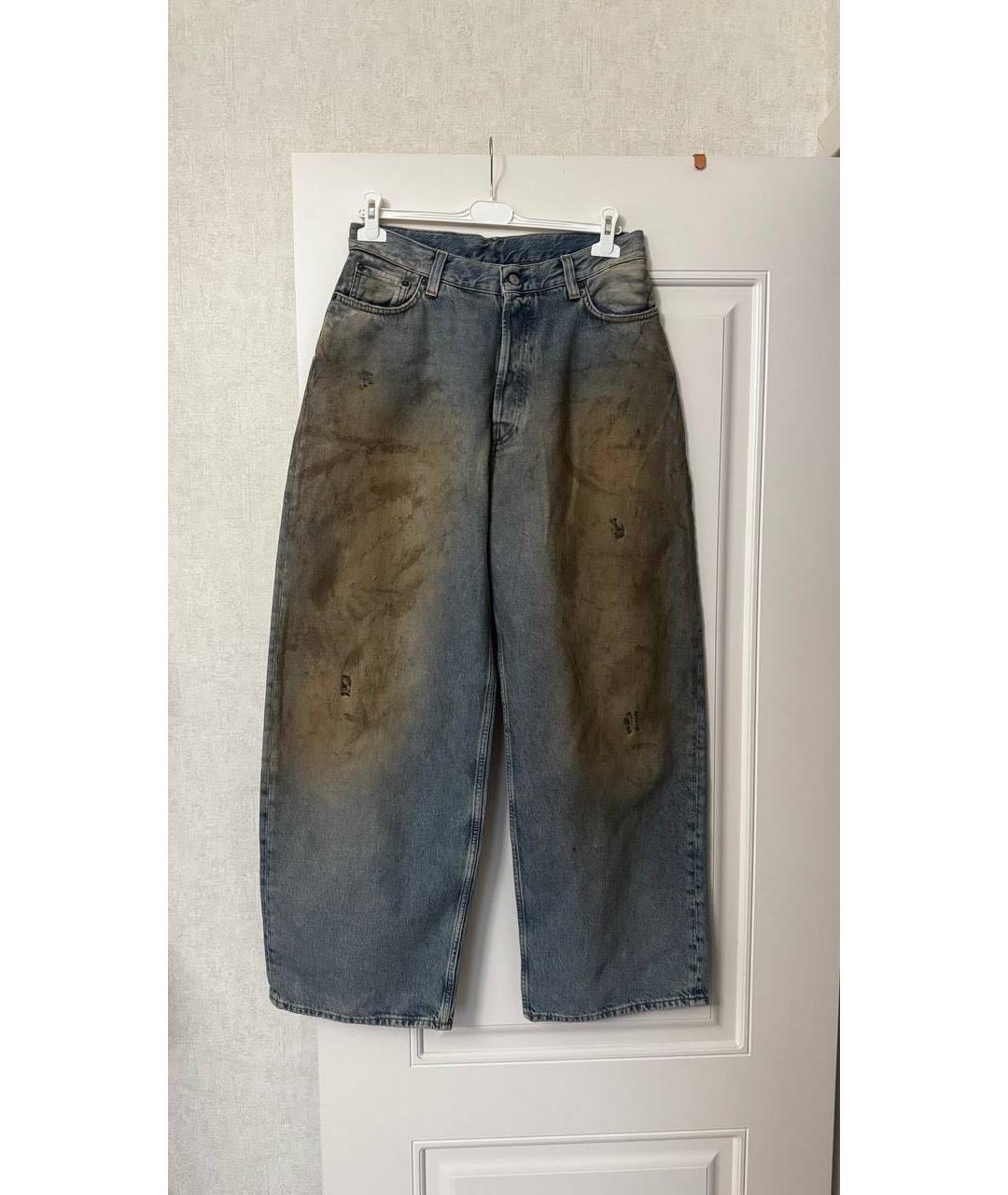 ACNE STUDIOS Голубые хлопковые прямые джинсы, фото 6