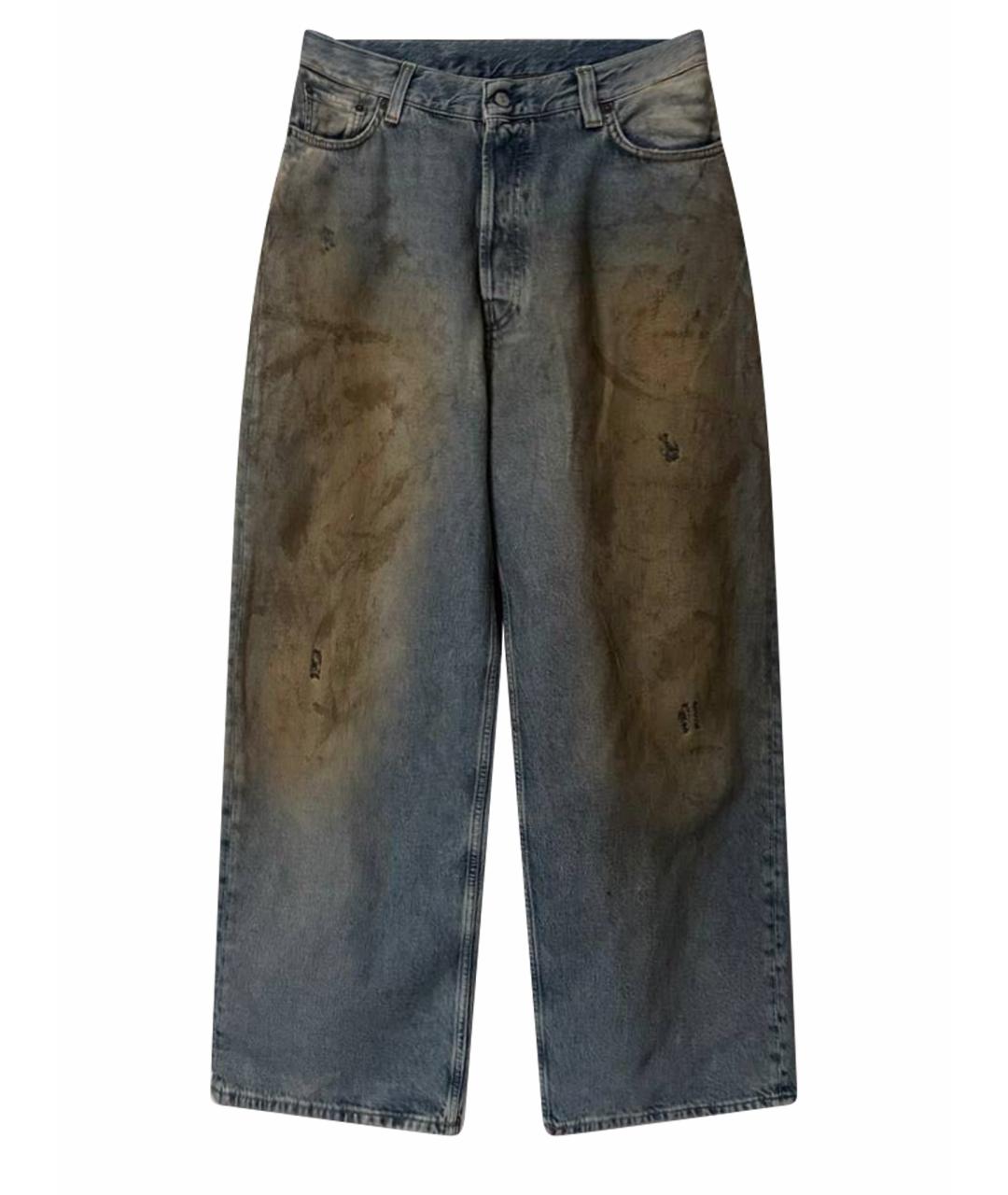 ACNE STUDIOS Голубые хлопковые прямые джинсы, фото 1