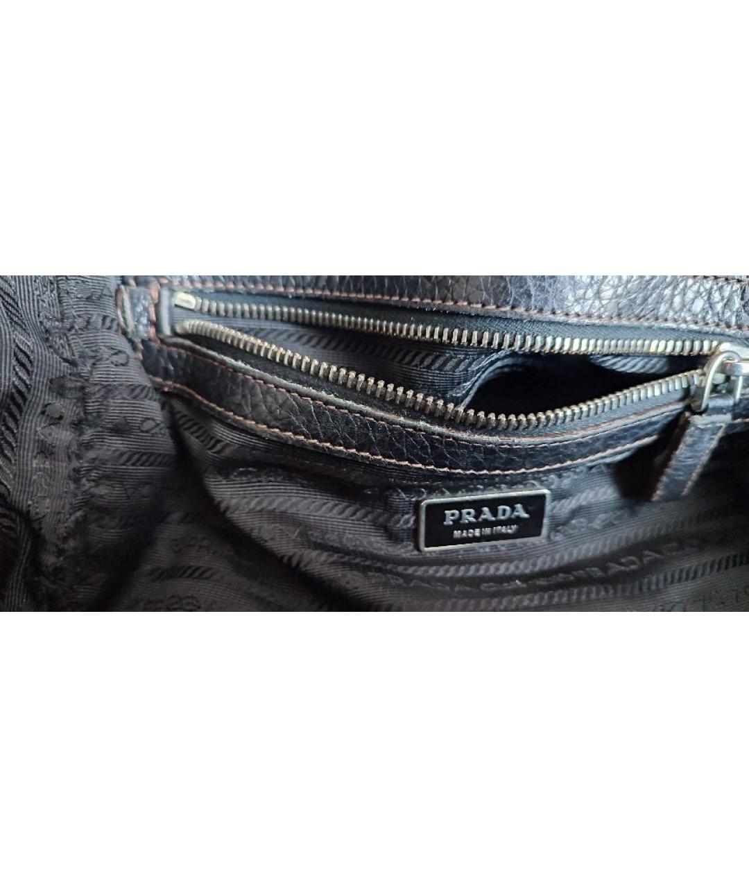 PRADA Черная кожаная сумка с короткими ручками, фото 8