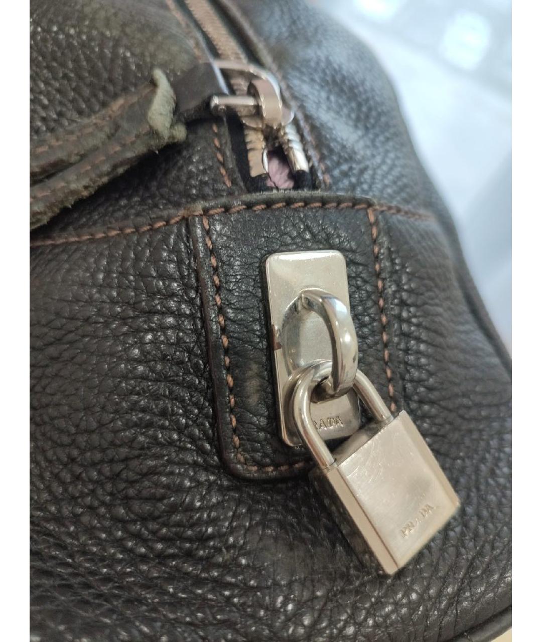 PRADA Черная кожаная сумка с короткими ручками, фото 6