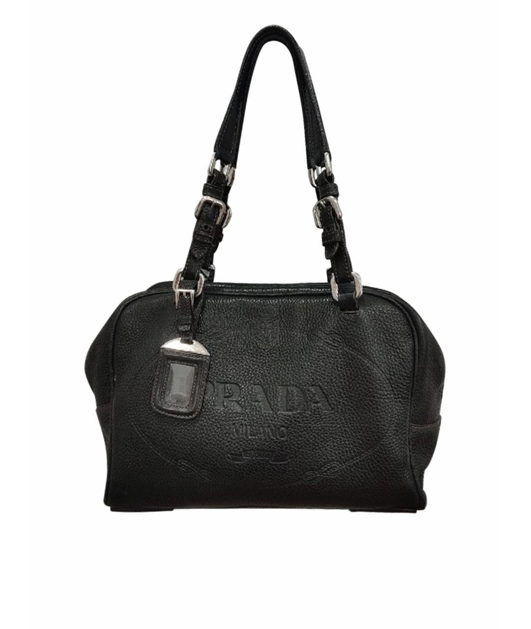 PRADA Черная кожаная сумка с короткими ручками, фото 1